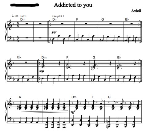 Avicii - Addicted To You Free Sheet Music PDF for Piano | The Piano Notes