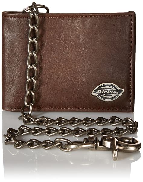 Clothing, Shoes & Accessories Dickies Men's Leather Slimfold Wallet With Chain Brown One Size ...