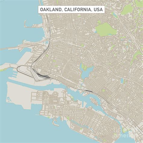 Oakland California US City Street Map Digital Art by Frank Ramspott ...