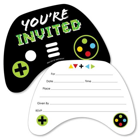 Game Zone Shaped Fill In Invitations Pixel (met afbeeldingen) | Feestjes