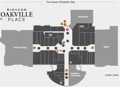 Click map above for interactive version, via RioCan Oakville Place website.