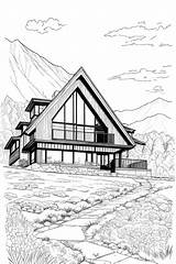 House On A Slope – Coloring Book Pixel Ecstasy sketch template