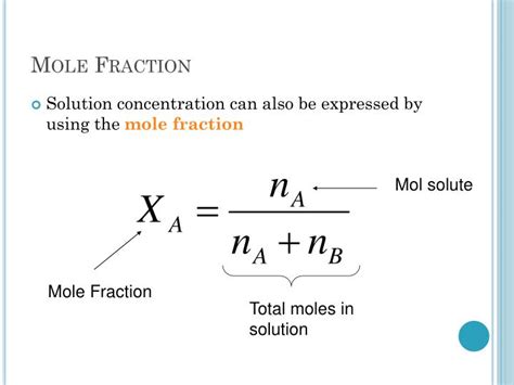 PPT - Solution Concentration: Mass Percent, Molality and Mole Fraction ...