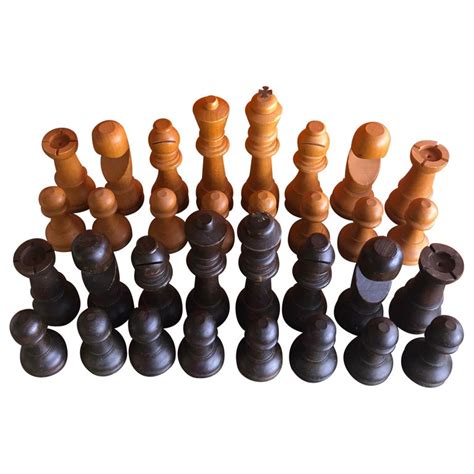 Vintage Set of Oversized Hand Carved Wooden Chess Pieces at 1stDibs | antique wooden chess ...