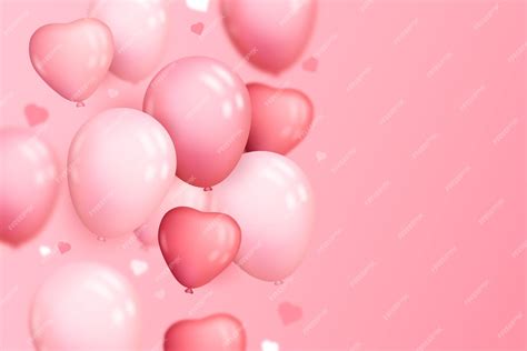 Premium Vector | Realistic background with heart shaped balloons