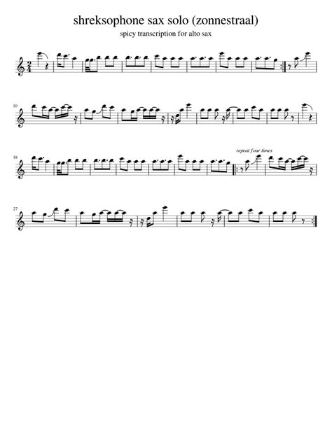 zonnestraal sax solo (shreksophone) Sheet music for Saxophone (Alto) (Solo) | Musescore.com