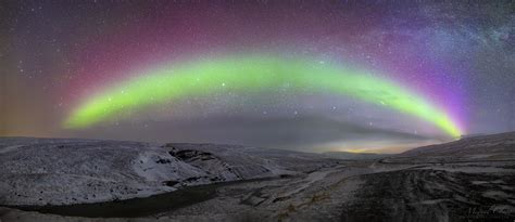 Aurora Borealis Rainbow in a Panoramic Scene from Iceland ...