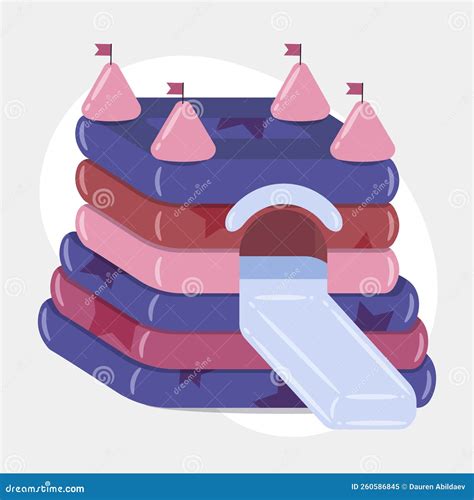 Flat Design Bounce House Vector Illustration. Stock Vector ...