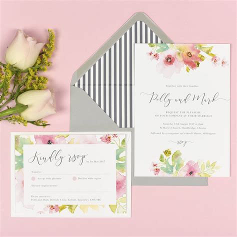 Juliette Watercolour Floral Wedding Invitations By Project Pretty | notonthehighstreet.com