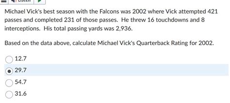 Michael Vick's best season with the Falcons was 2002 | Chegg.com