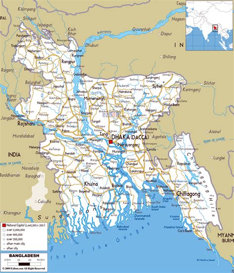 Large detailed road map of Bangladesh with all cities, roads and ...