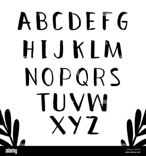 Hand drawn alphabet set with cute letters. Original font. Brushed vector lettering. ABC painted ...