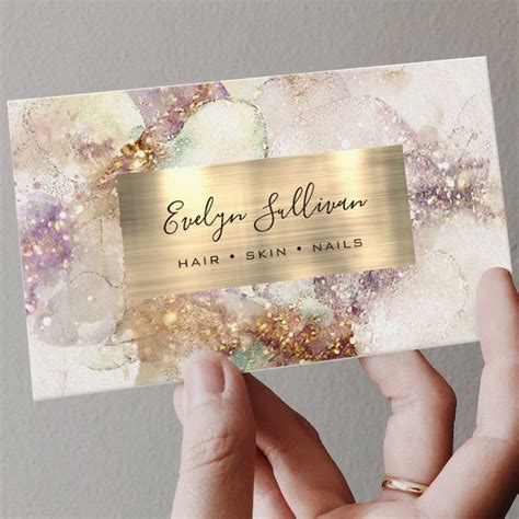 watercolor and faux gold foil business card | Zazzle | Foil business cards, Glitter business ...