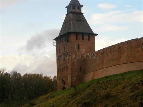 Red Brick Walls and Towers of the Detinets Fortress, Novgorod Kremlin ...