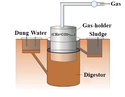 Draw a labelled diagram of typical biogas plant.