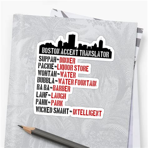 "Boston Accent Translator Bostonian to English " Stickers by ...