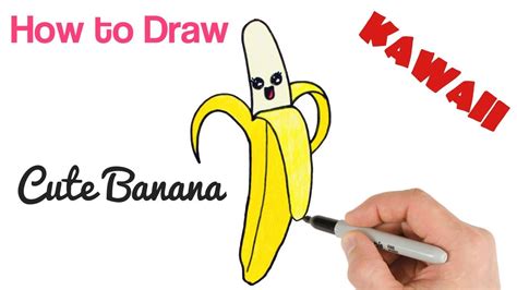 How to Draw Cute Food Cartoon Banana Kawaii drawings - YouTube