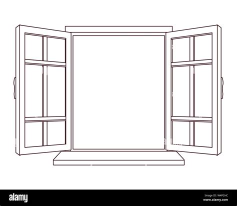 House window open cartoon isolated in black and white Stock Vector Image & Art - Alamy