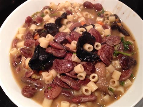 Chestnut Beans and Wild Mushroom Soup- Winter Pasta Fazul - Simply Natural Gourmet Cookbook