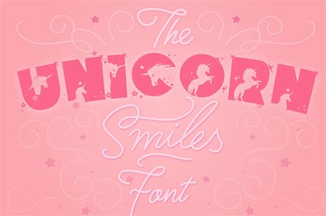 Unicorn Font | Unicorn Smiles Layered Font and Bonus Files (465644) | Display | Font Bundles ...