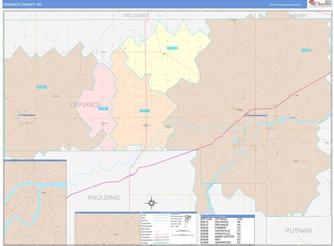 Defiance County, OH Wall Map Color Cast Style by MarketMAPS