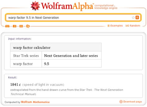 “Helm, Warp One, Engage!” Calculating Warp Speed Factors—Wolfram|Alpha Blog