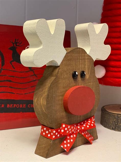 Rudolph Red Nose Reindeer Wood Christmas Wood Decor - Etsy Christmas Diy Wood, Office Christmas ...