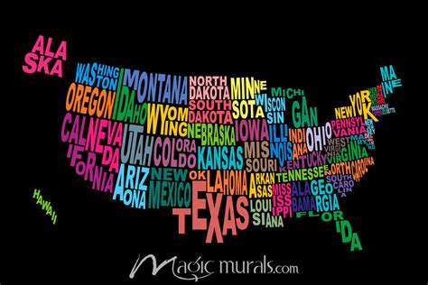 United States Map Word Cloud Wallpaper Mural by Magic Murals