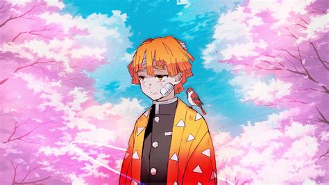 Zenitsu Agatsuma Cherry Blossom Kimetsu No Yaiba Live Wallpaper - MoeWalls