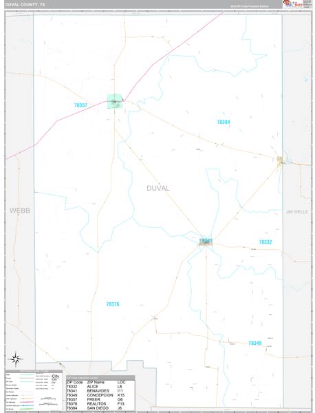 Duval County, TX Wall Map Premium Style by MarketMAPS - MapSales