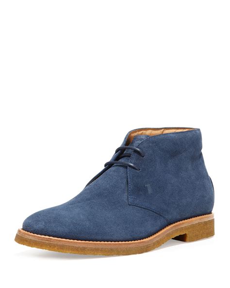 Lyst - Tod's Mens Suede Laceup Chukka Boot Blue in Blue for Men