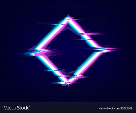 Rhombus with glitch effect distorted glitch style Vector Image