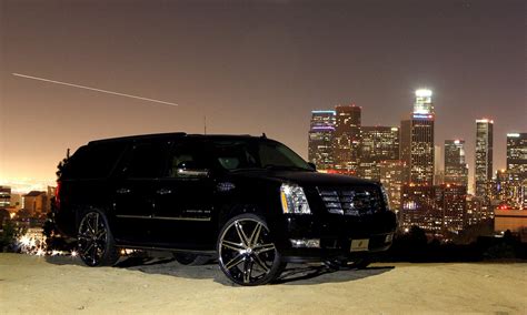 Night Luxury: Black Escalade on Shiny Custom Wheels — CARiD.com Gallery