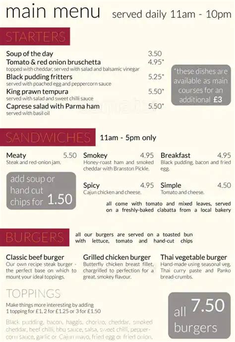 Menu at Blackfriars Bar, Glasgow