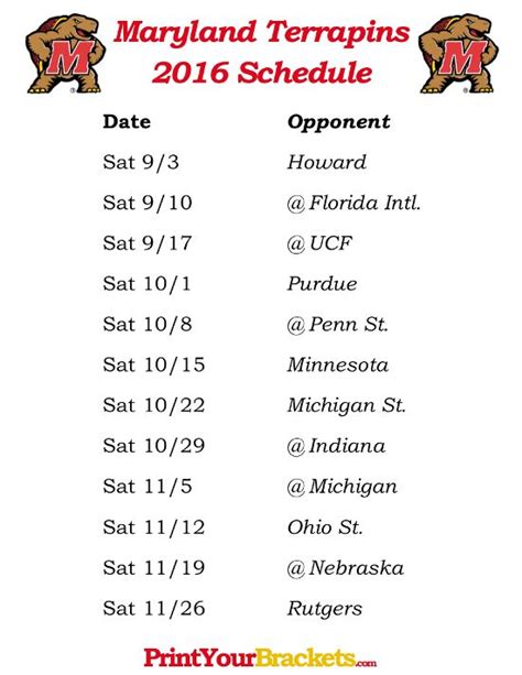 Maryland Football: University Of Maryland Football Schedule This Year