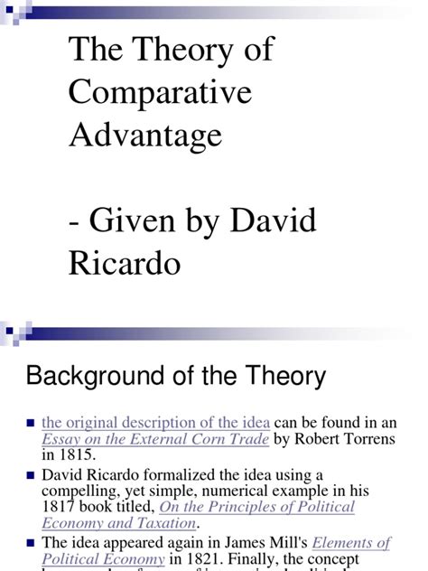 David Ricardo's Theory of Comparative Advantage | Comparative Advantage ...