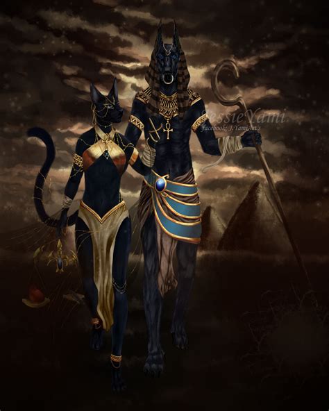 Anubis and Bastet by JessieYami on DeviantArt