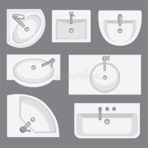 Sinks Top View Collection. Set of Different Wash Basin Types. Stock Vector - Illustration of ...