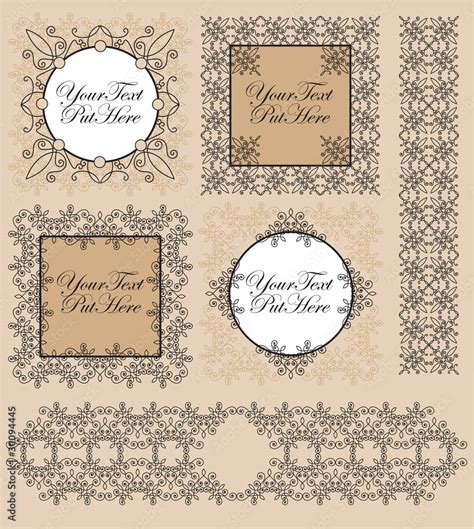 set victorian frames and borders Stock Vector | Adobe Stock