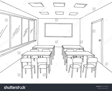 Classroom Graphic Black White School Interior Stock Vector (Royalty Free) 1531163906 | Shutterstock