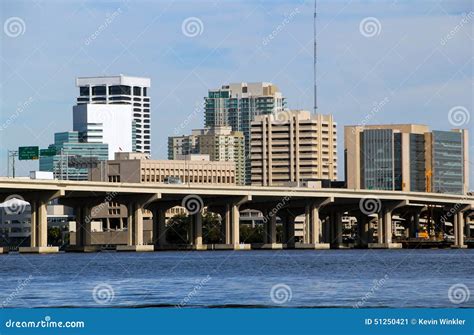 Jacksonville Florida Bridge and Skyline Stock Image - Image of bridge ...