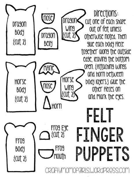 Felt Finger Puppets {free printable template} | Finger puppet patterns ...