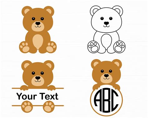 Baby Bear Cub, Bear Cubs, Circle Monogram, Monogram Svg, Teddy Bear Names, Scan N Cut Projects ...