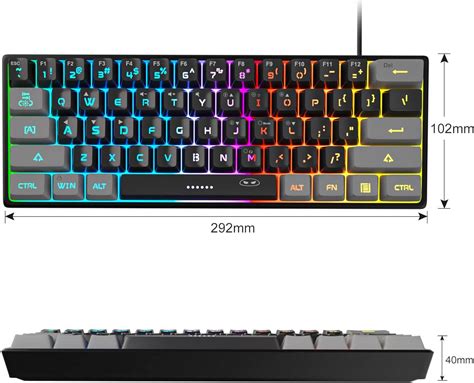 MageGee TS91 Wired Membrane Gaming Keyboard, RGB Backlight, 60% Layout ...