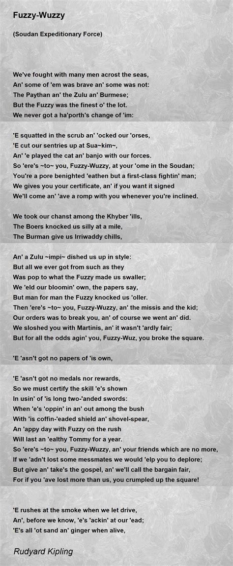 Fuzzy-Wuzzy Poem by Rudyard Kipling - Poem Hunter