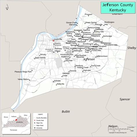 Map of Jefferson County, Kentucky - Where is Located, Cities ...