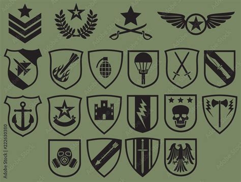 military symbols icons set (army emblems, coat of arms collection) Stock Vector | Adobe Stock