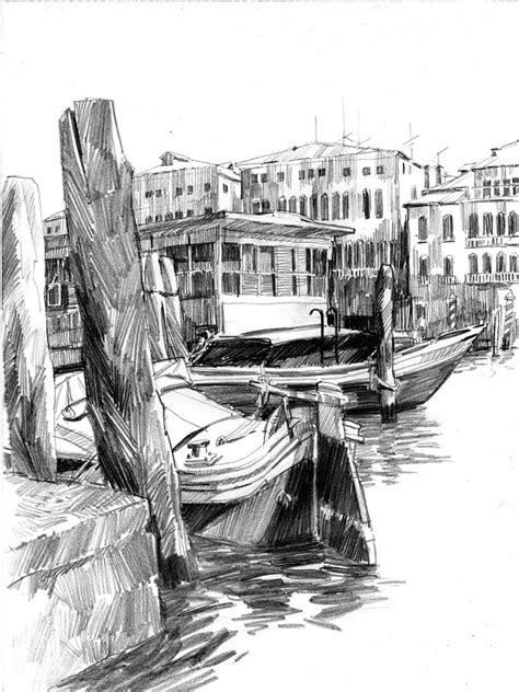 Venice Sketches. Vaporetto Jetty Drawing by Igor Sakurov