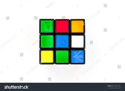 Saint-Petersburg, Russia - JULY 17, 2019 : Rubik's cube, rubik's cube top view isolated, rubik's ...