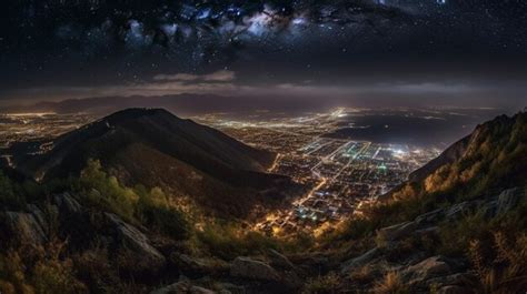 Premium AI Image | A night view of the city of los angeles